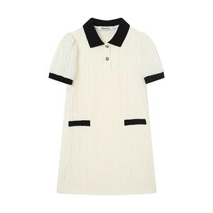 瑞比克女童夏季POLO领撞色公主裙