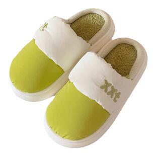 细细条 情侣防水羽绒布棉拖鞋男女士冬季防滑厚底保暖居家月子鞋