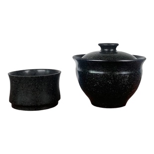 非遗高端新中式盖碗全手古青玉冲泡茶杯旅行盖杯不烫手茶盏茶器