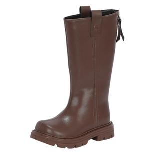 舞玛女童靴子儿童长筒靴2025新款冬季女孩高筒加绒保暖时尚二棉鞋