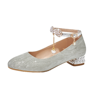 女童高跟鞋儿童小女孩表演单鞋礼服走秀演出鞋子公主水晶皮鞋春秋