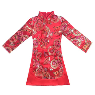 女童旗袍新年冬装中国风长袖儿童过年衣服唐装拜年服冬季红色汉服