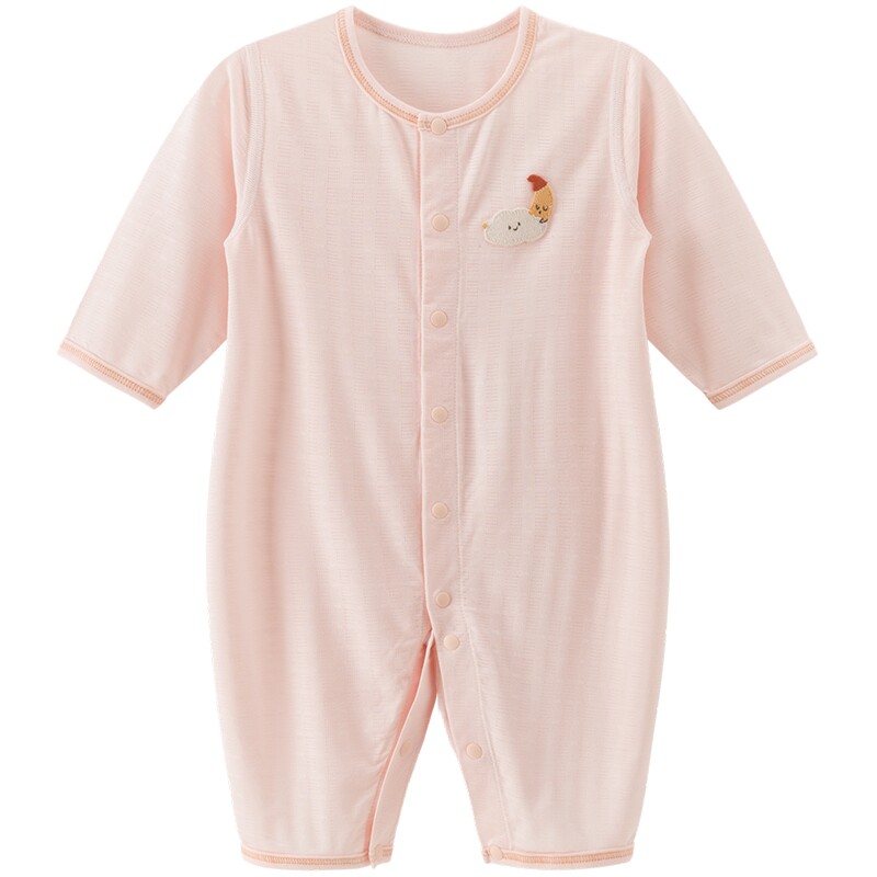 【轻爽棉】宝宝夏季装连体衣薄款长袖空调服婴儿弹力哈衣爬服凉感