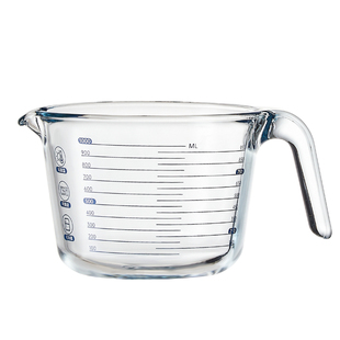 高硼硅玻璃量杯带刻度耐高温烘焙工具厨房用带手柄打鸡蛋过滤杯子