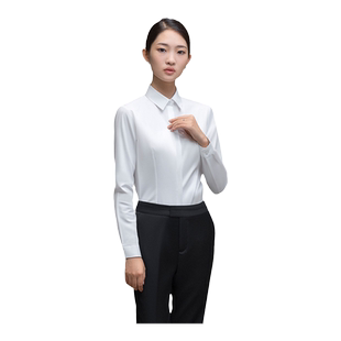 JTO白色衬衫女长袖职业正装修身气质工装工作服女士衬衣春秋上衣