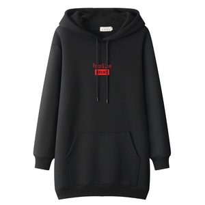 秋冬中长款连帽卫衣女2025年新款加绒加厚大码上衣宽松套头外套潮