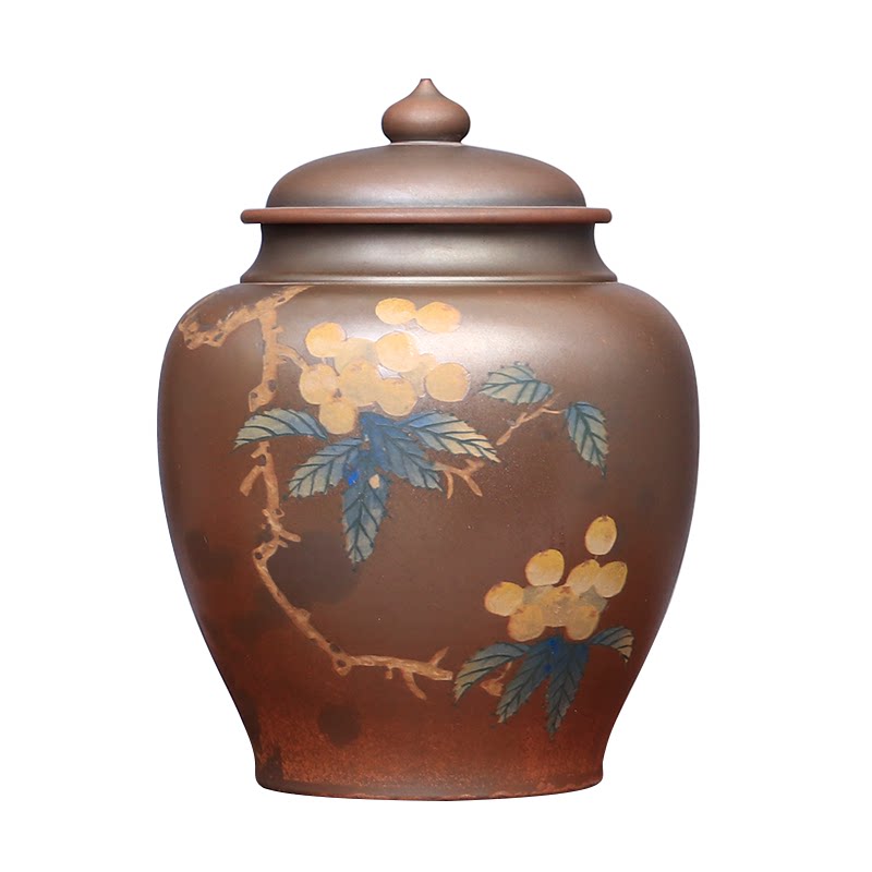 建水紫陶小号散茶罐王乙长茶叶罐