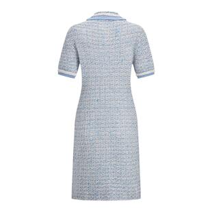 RARE威雅女装夏季新款蓝色系花纱针织短袖连衣裙RR2245310313