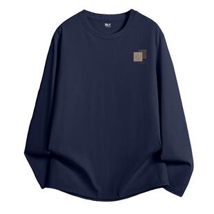 班尼路S&K藏青色长袖t恤男款2026春季新款青少年美式纯棉打底衫潮