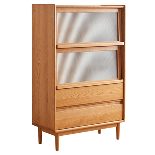 全友家居原木风樱桃木实木边柜置物柜客厅电视柜复柜餐厅餐边柜