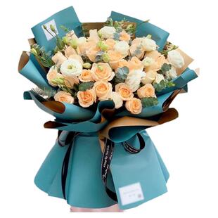 香槟玫瑰花束生日鲜花速递同城配送太原西安天津郑州合肥武汉青岛