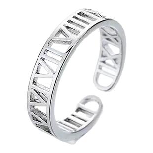 罗马数字单身戒指潮冷淡风可调节素圈戒指情侣女友七夕礼物送男友