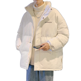 白色棉衣男冬季加绒加厚保暖羽绒服棉服外套男生情侣款美式棉袄子