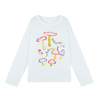 春季孕妇蘑菇印花遮肚T恤