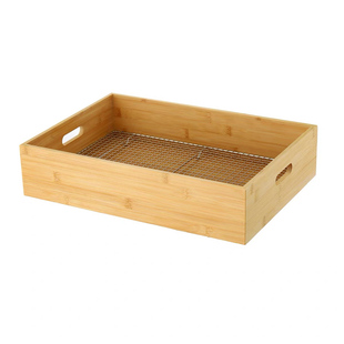 竹制托盘带网格长方形商用蛋糕甜品盘面包盘酒店餐厅水果盘竹木盘