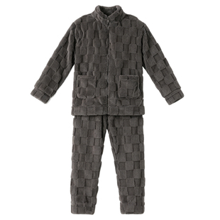 2025秋冬新款男款珊瑚绒睡衣冬季新款时尚开衫套装加厚保暖居家服