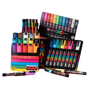 日本uni三菱宝色嘉POSCA PC-5M水性丙烯马克笔POP海报涂鸦手绘彩色记号笔1.8-2.5mm速干防水美术院校动漫设计