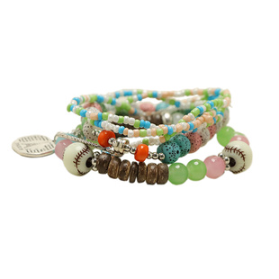 复古波西米亚风多层串珠手链女款手串民族风叠戴手环新中式手饰蓝