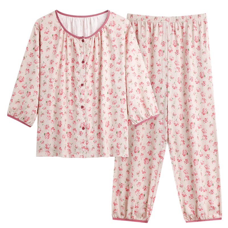 睡衣女士夏七分裤家居服云朵春秋