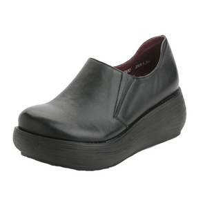 7682民族风复古单鞋真皮软底皮鞋松糕鞋厚底高跟鞋春新款套脚原创