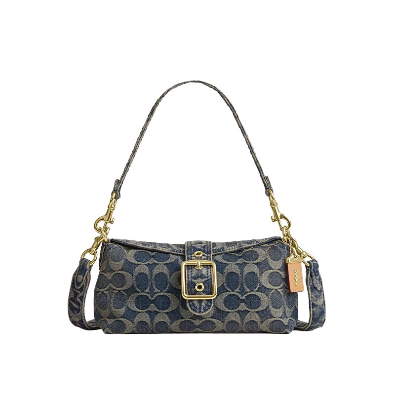COACH/蔻驰官方奥莱款经典标志棉丹宁布ABBIE女士单肩手提包CFO59