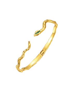 金光绿头蛇形手镯女开口高级感