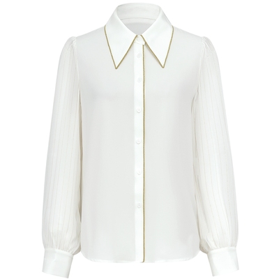 曼德诗通勤单排扣衬衫