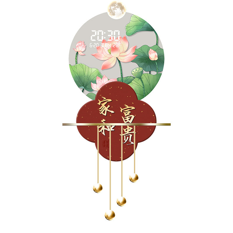 新中式玄关装饰画荷花发光灯画