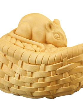 老鼠雕刻可爱风小动物汽车摆件