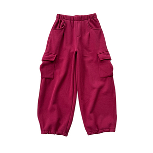 冷大娘秋冬男女中大童纯棉加绒运动裤工装百搭宽松街舞学生潮裤子