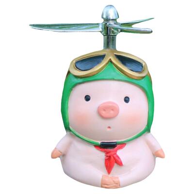 飞行员蜜蜂小猪电动车自行载摆件