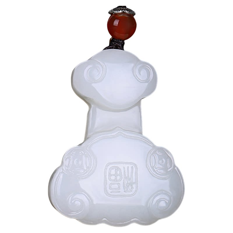 正品天然和田玉富贵如意吊坠摆件