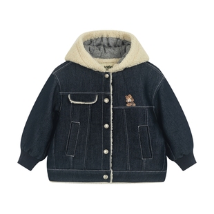 【李佳琦直播间】马拉丁男女宝设计感连帽棉衣+活性牛仔长裤