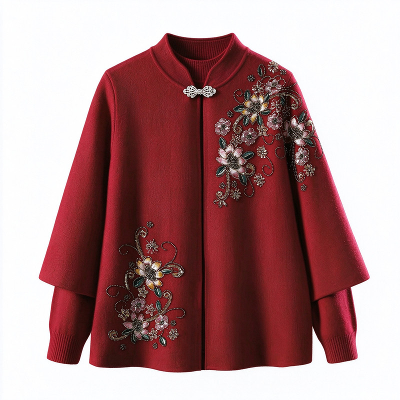 妈妈婚宴礼服针织大码两件套