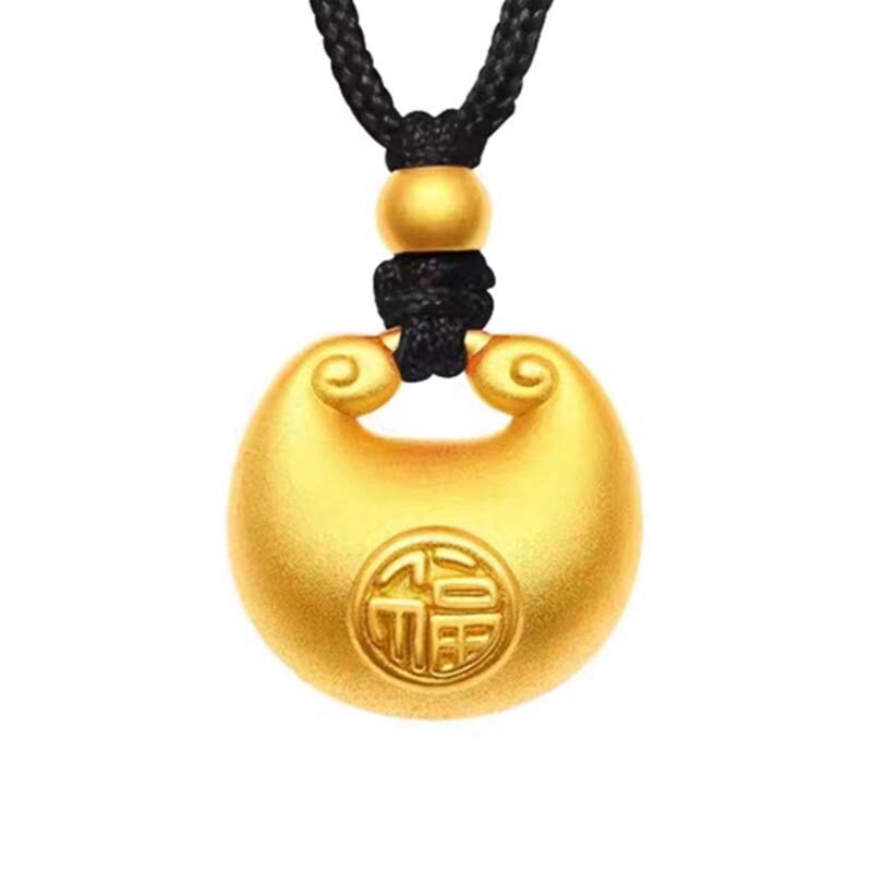 小胖福吊坠9999金包足银项链转运珠仿真黄金小金坨宝宝平安锁挂坠