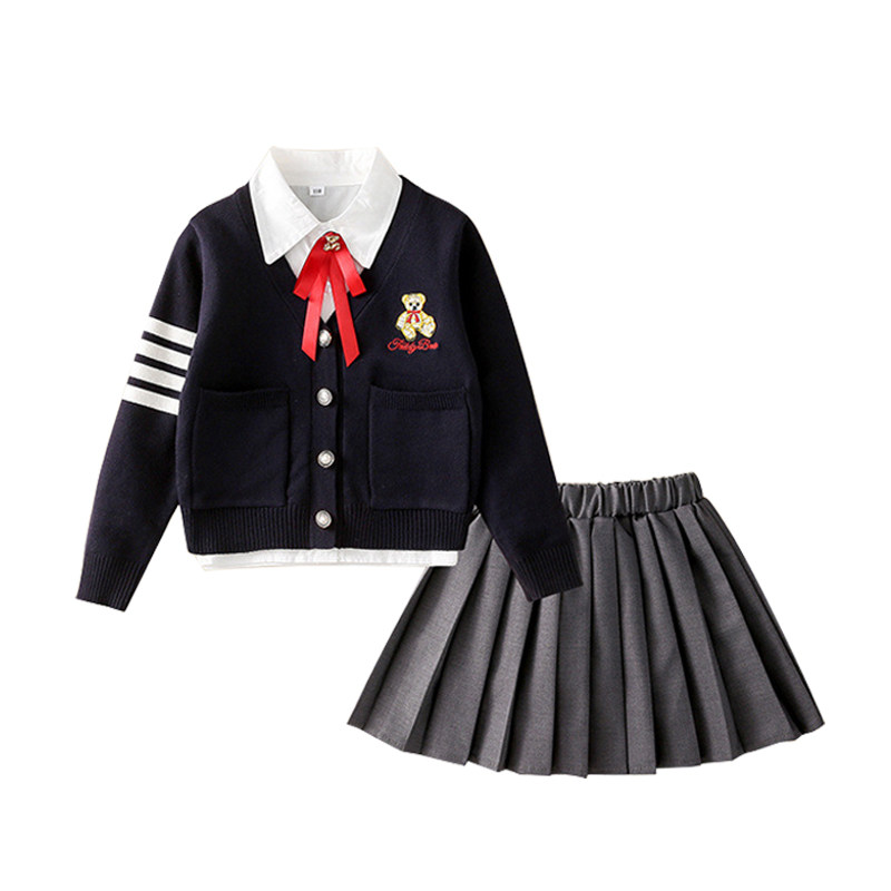 【品牌】学院风女童JK套装三件套
