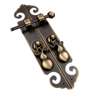 中式加厚全铜花格栅窗门拉手纯铜葫芦福禄拉手衣柜如意把手条形锁