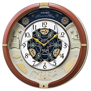 日本直邮SEIKO精工RE601B石英挂钟装饰棕色时钟进口音乐报时走时