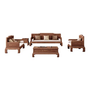 南美黑胡桃木全实木沙发新中式新古典别墅组合客厅高端宋氏美学