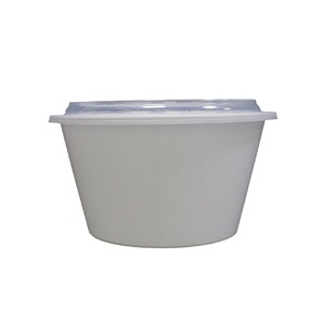 一次性餐盒圆形饭盒快餐盒透明塑料碗加厚打包盒1000ml直桶碗带盖