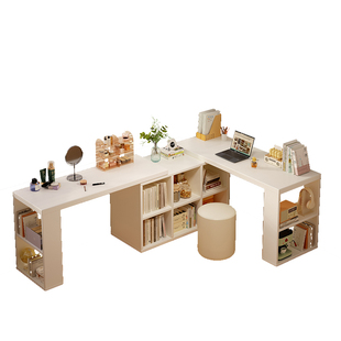 转角桌可伸缩书桌书柜一体简易办公桌子工作台女生卧室床边电脑桌