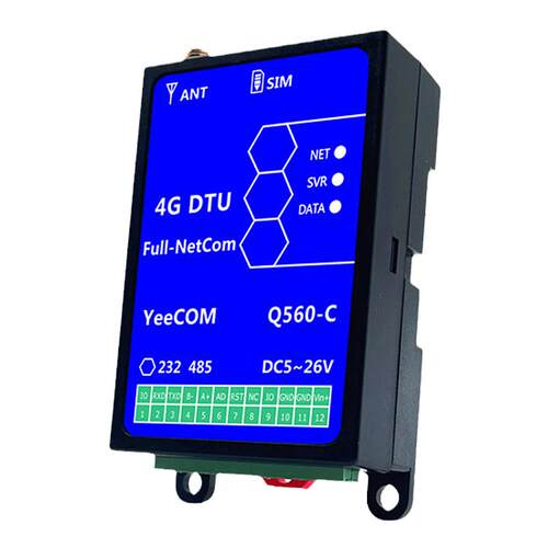 YeeCOM工业4G透传DTU模块485串口232采集MQTT物联CAT1导轨移讯通