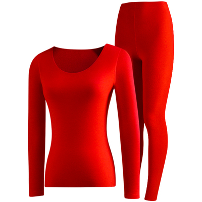 简云男女红色本命年保暖内衣套装