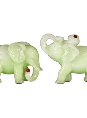 新中式大象摆件玉石装饰