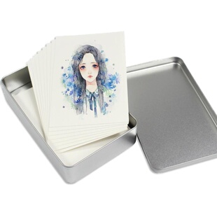 水彩纸明信片 300g手绘卡片铁盒水彩纸空白明信片博更福 塞尚莫朗枫丹叶中粗细纹理
