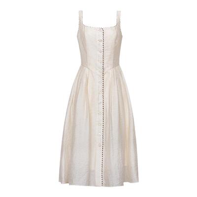 TOP家 文艺气质 法式浪漫复古提花炒色晕染胸衣式显瘦背心连衣裙