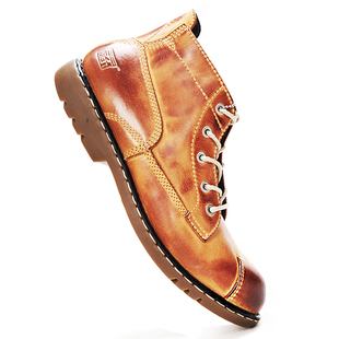 秋冬霸气宽脚高脚背版不怕开胶男士无内里透气短靴马丁靴工装靴子