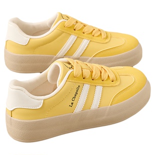 拉夏贝尔厚底德训鞋女2026春季新款巨好看增高休闲鞋舒适运动板鞋