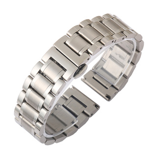 卡西欧表带原装钢带BEM501/506/507男女实心精钢蝴蝶扣弧口表链