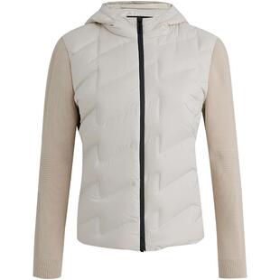 [轻量化设计]LANDI压胶拉链轻薄拼接连帽羽绒服女短款2025冬新品